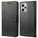 For Xiaomi Redmi Note 12 Pro+ 5G Stand Phone Case PU Leather Flower Butterfly Imprinted Wallet Cover