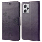 Xiaomi Redmi Note 12 Pro+ 5G stativmobilskal PU-läder plånboksfodral med blommönster och fjäril