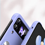 For Samsung Galaxy Z Flip4 5G PU Leather + PC Phone Case Finger Strap Holder Kickstand Cover