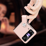 For Samsung Galaxy Z Flip4 5G PU Leather + PC Phone Case Finger Strap Holder Kickstand Cover