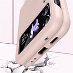 For Samsung Galaxy Z Flip4 5G PU Leather + PC Phone Case Finger Strap Holder Kickstand Cover
