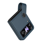 For Samsung Galaxy Z Flip4 5G PU Leather + PC Phone Case Finger Strap Holder Kickstand Cover