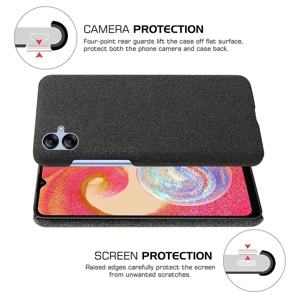 For Samsung Galaxy A04e 4G / F04 4G / M04 4G Phone Case Solid Color Hard PC+Cloth Phone Cover
