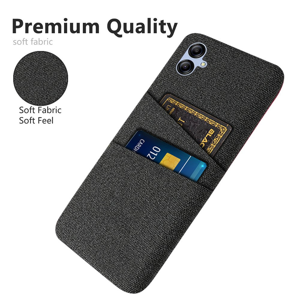 Til Samsung Galaxy A04e 4G Ridsefast Telefoncover med Stoftekstur og 2 Kortlommer