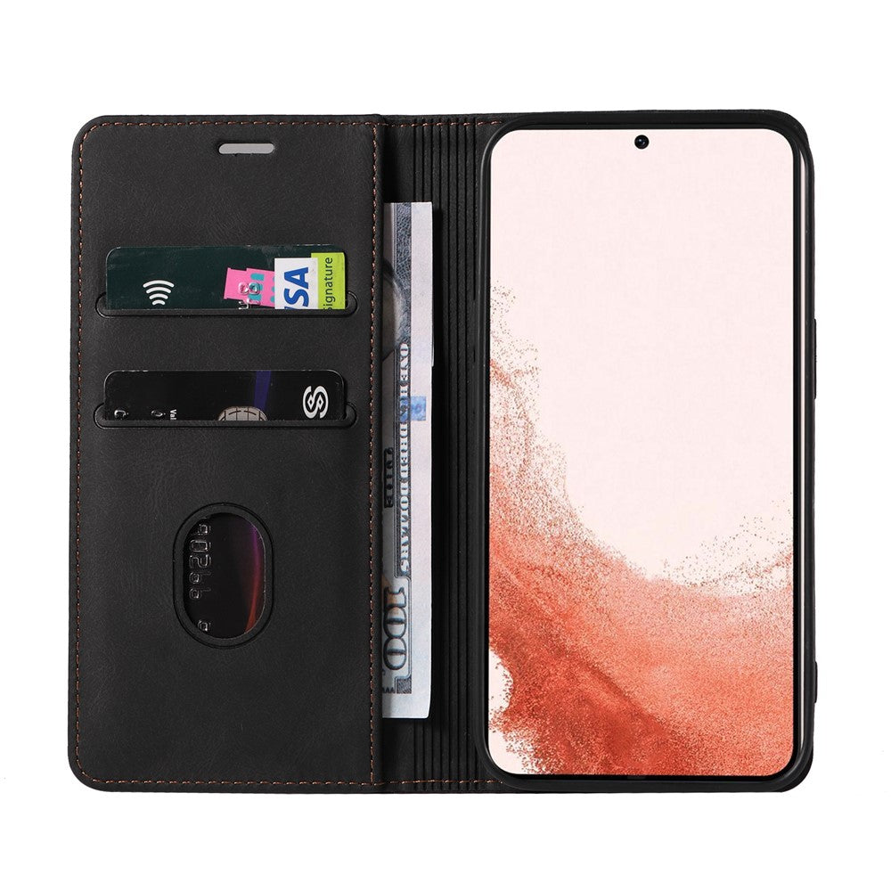 Läderfodral till Samsung Galaxy S23+ med stativ, magnetiskt plånboksfodral för mobilmobil