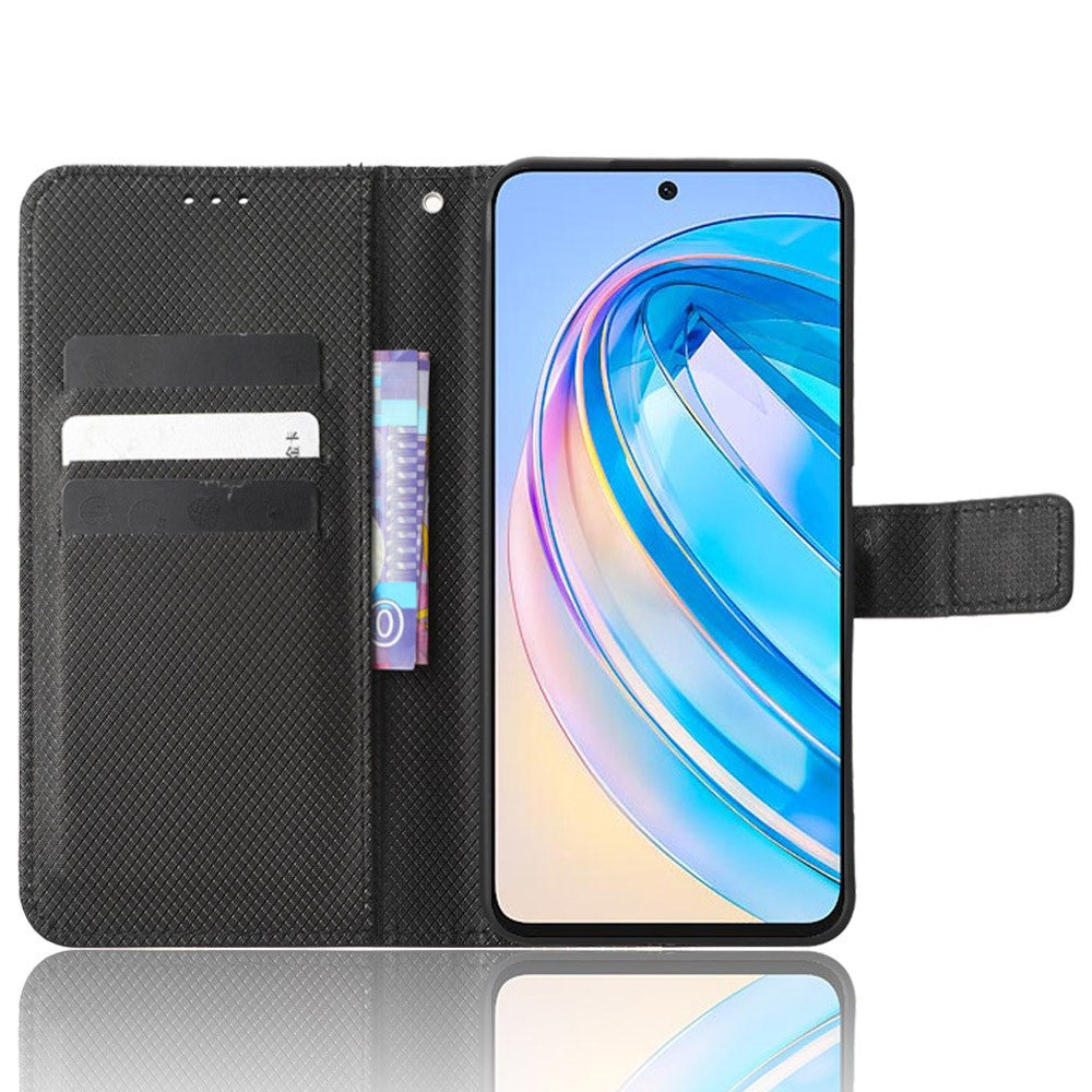 For Honor X8a 4G pung telefoncover diamanttekstur PU-læder magnetisk flip stander cover