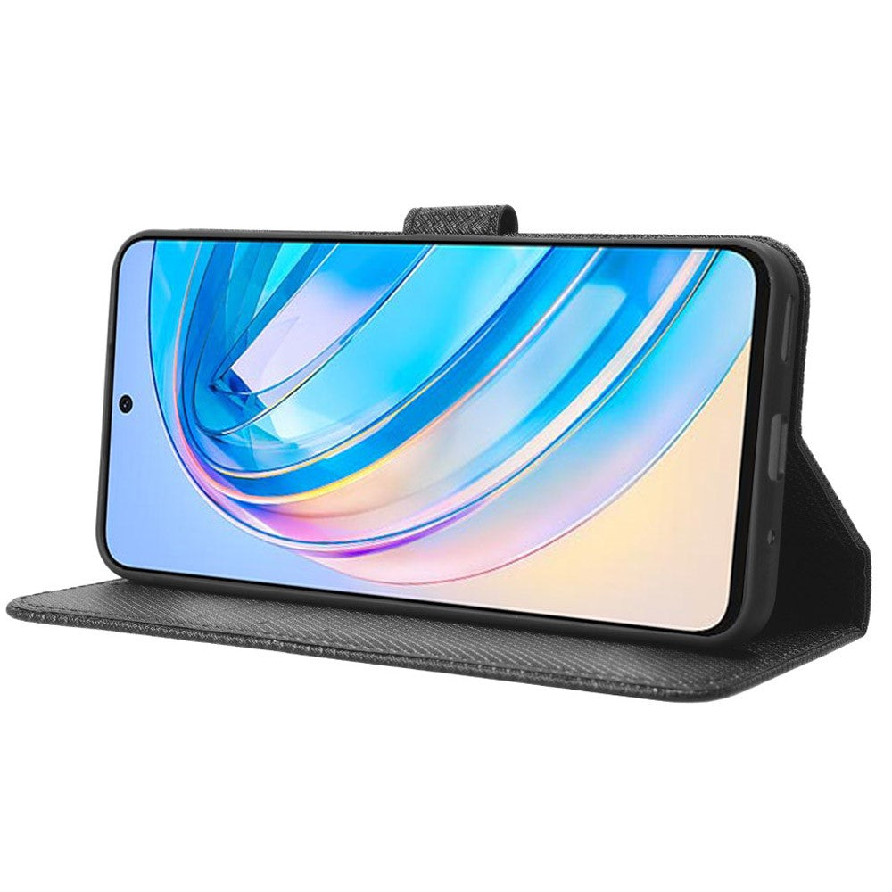 For Honor X8a 4G pung telefoncover diamanttekstur PU-læder magnetisk flip stander cover