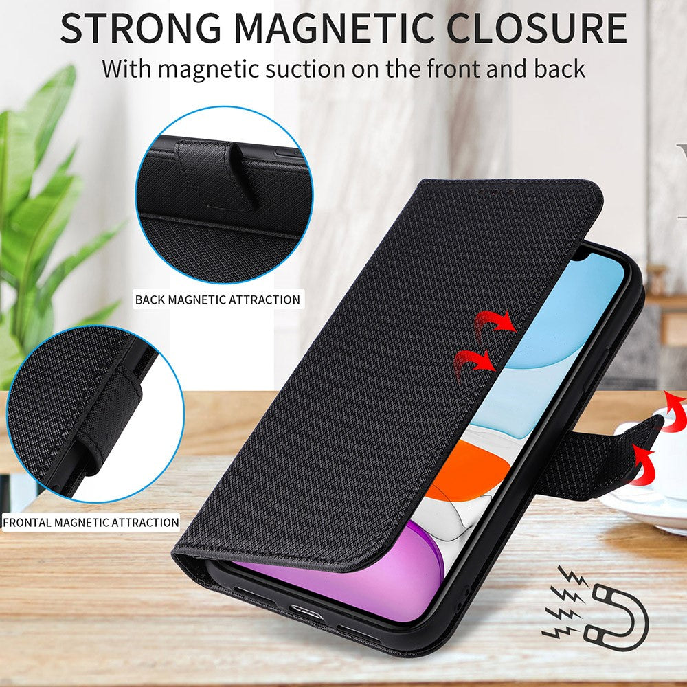 For Honor X8a 4G pung telefoncover diamanttekstur PU-læder magnetisk flip stander cover