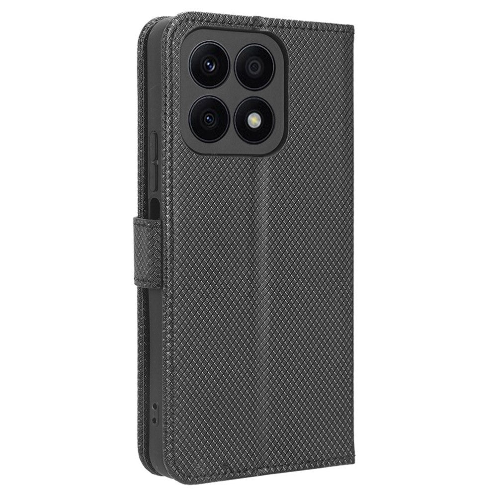 For Honor X8a 4G pung telefoncover diamanttekstur PU-læder magnetisk flip stander cover