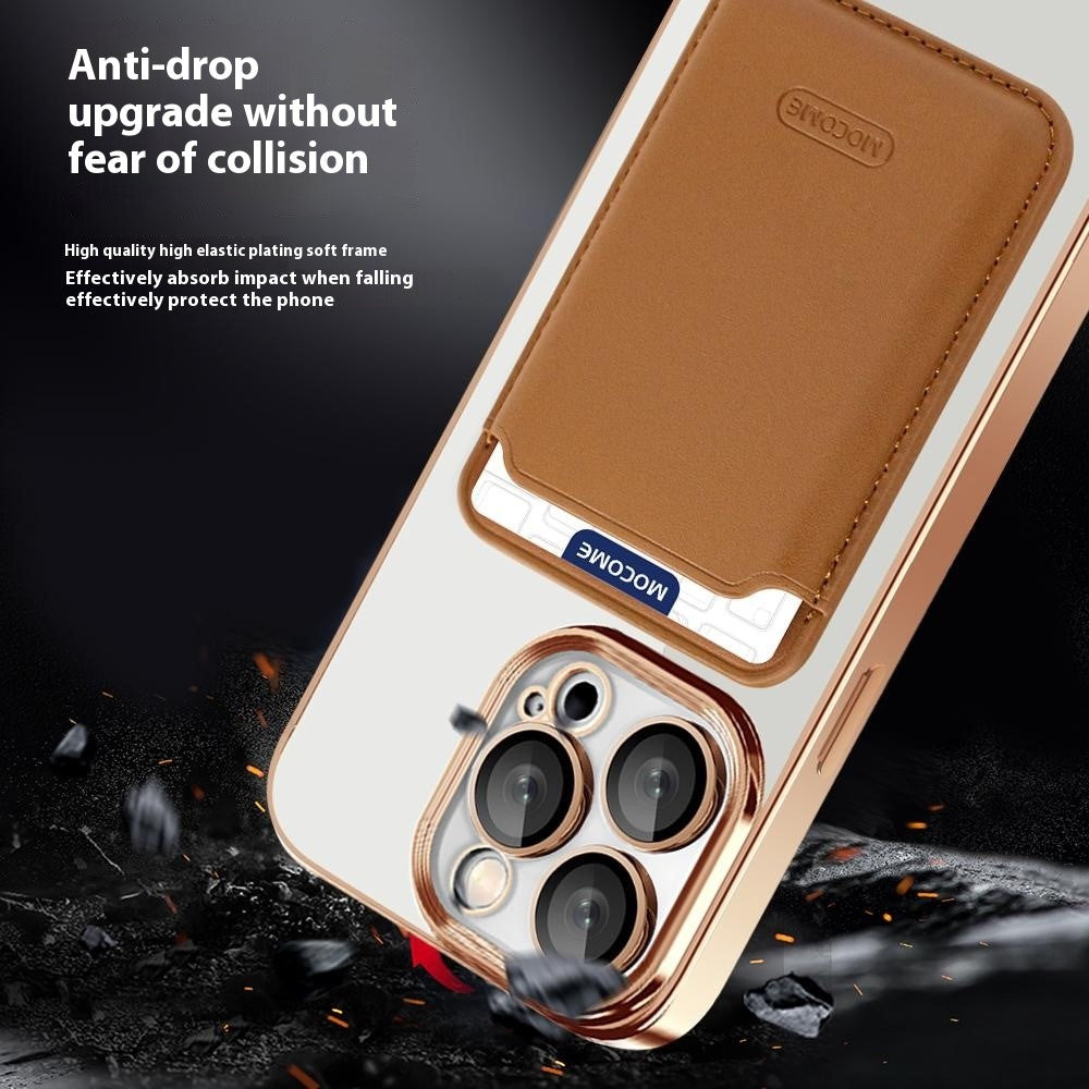 For iPhone 14 Pro Case Compatible with MagSafe CD Texture TPU + PC Phone Cover with Card Bag