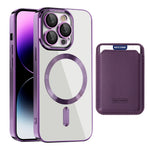 For iPhone 14 Pro Case Compatible with MagSafe CD Texture TPU + PC Phone Cover with Card Bag