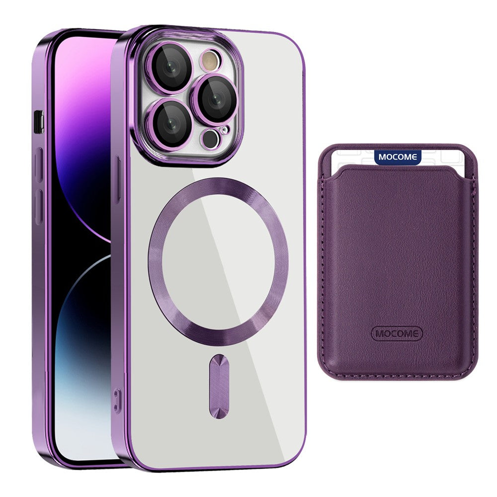 For iPhone 14 Pro Case Compatible with MagSafe CD Texture TPU + PC Phone Cover with Card Bag