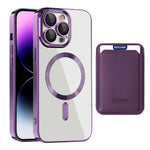 TPU + PC Slim Cover til iPhone 14 Pro Max Magnetisk Cover CD Tekstur Telefoncover med Kortlomme