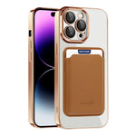 TPU + PC Slim Cover til iPhone 14 Pro Max Magnetisk Cover CD Tekstur Telefoncover med Kortlomme