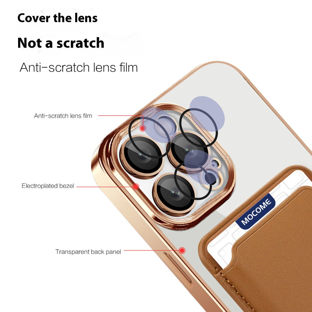 TPU + PC Slim Cover til iPhone 14 Pro Max Magnetisk Cover CD Tekstur Telefoncover med Kortlomme