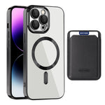 TPU + PC Slim Cover til iPhone 14 Pro Max Magnetisk Cover CD Tekstur Telefoncover med Kortlomme