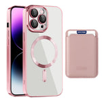 TPU + PC Slim Cover til iPhone 14 Pro Max Magnetisk Cover CD Tekstur Telefoncover med Kortlomme