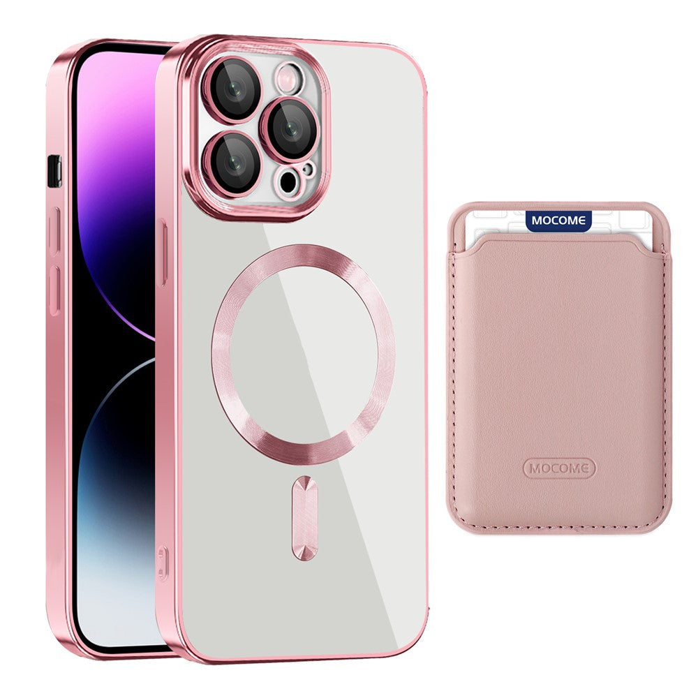 TPU + PC Slim Cover til iPhone 14 Pro Max Magnetisk Cover CD Tekstur Telefoncover med Kortlomme