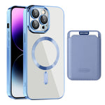 TPU + PC Slim Cover til iPhone 14 Pro Max Magnetisk Cover CD Tekstur Telefoncover med Kortlomme
