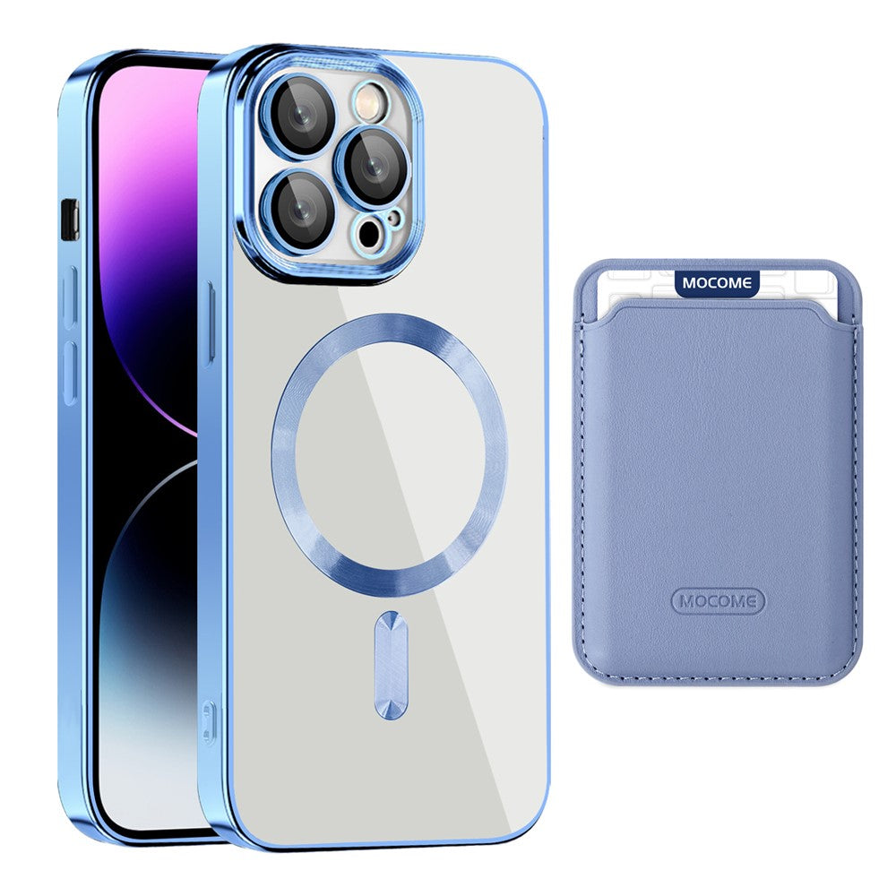 TPU + PC Slim Cover til iPhone 14 Pro Max Magnetisk Cover CD Tekstur Telefoncover med Kortlomme