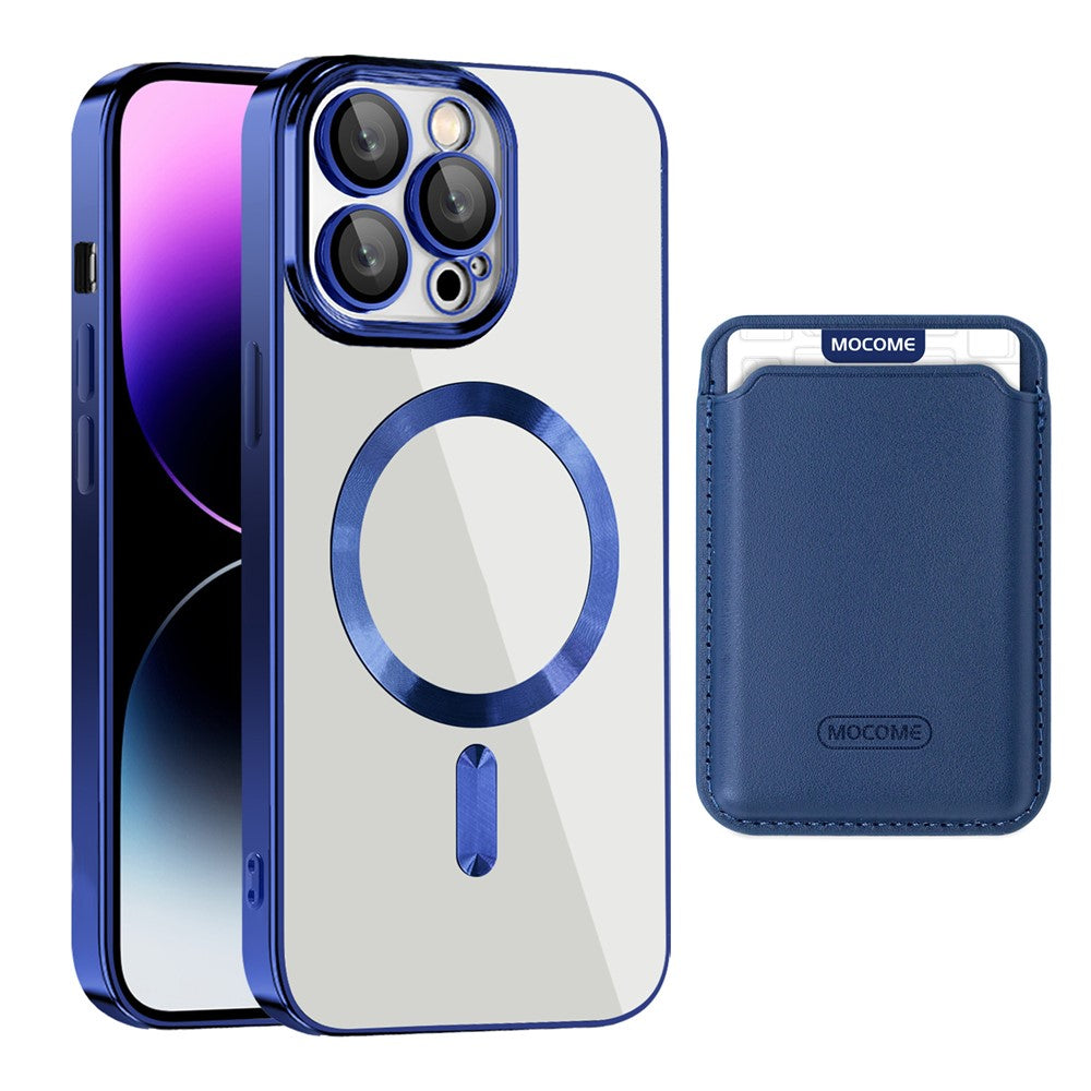 TPU + PC Slim Cover til iPhone 14 Pro Max Magnetisk Cover CD Tekstur Telefoncover med Kortlomme