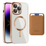 TPU + PC Slim Cover til iPhone 14 Pro Max Magnetisk Cover CD Tekstur Telefoncover med Kortlomme