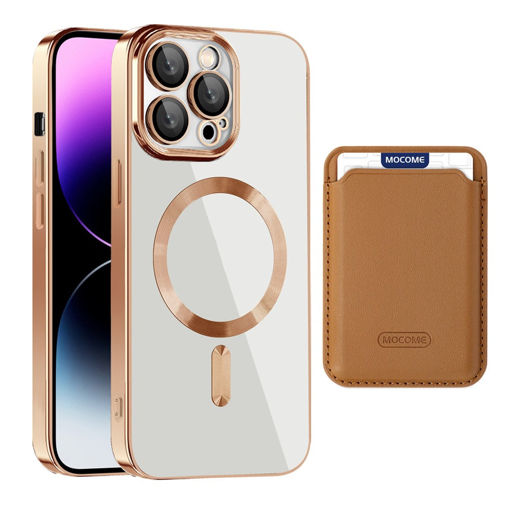 TPU + PC Slim Cover til iPhone 14 Pro Max Magnetisk Cover CD Tekstur Telefoncover med Kortlomme