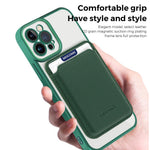 Anti-Scratch Slim Case for iPhone 12 Pro 6.1 inch TPU + PC Phone Cover Magnetic Case with Card Bag