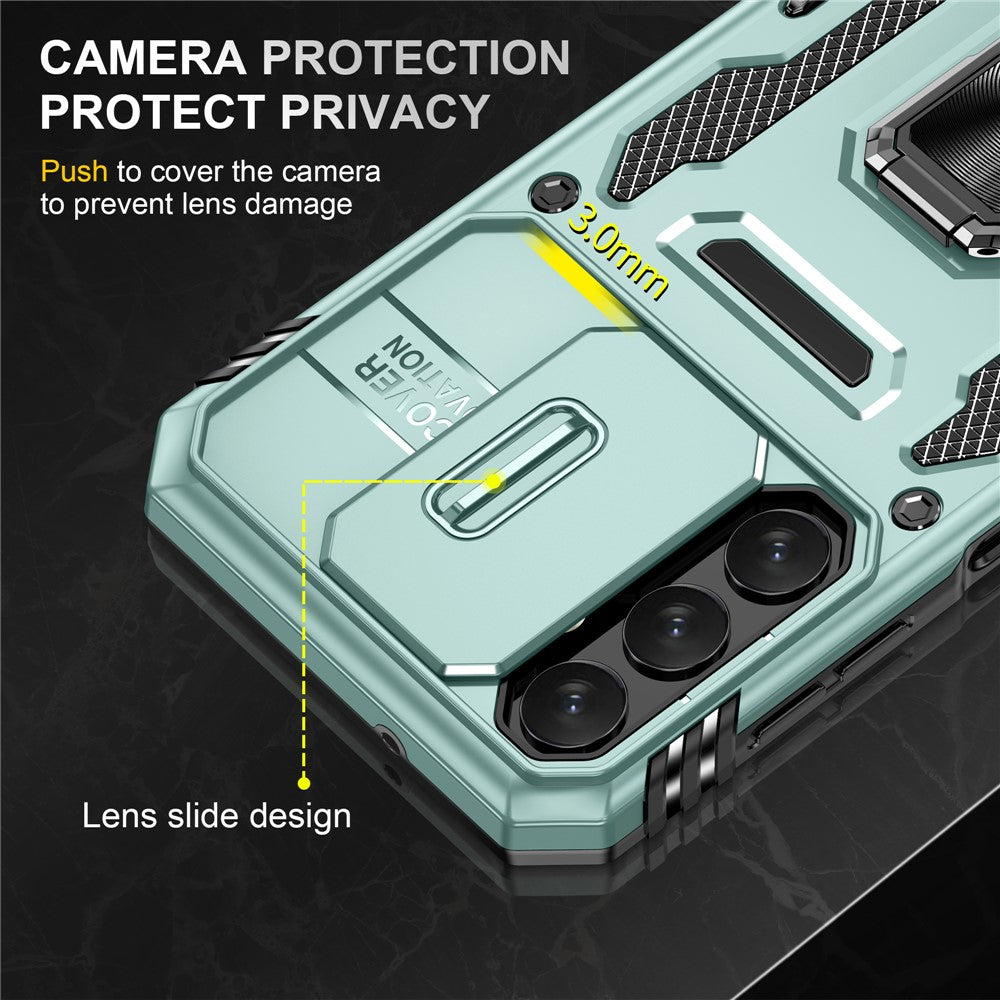 Samsung Galaxy A14 4G / 5G Armor Series stødsikkert mobilcover i PC + TPU med bagside og stativ