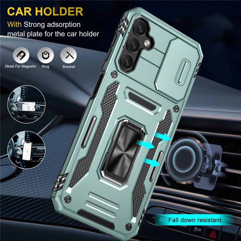 Samsung Galaxy A14 4G / 5G Armor Series stødsikkert mobilcover i PC + TPU med bagside og stativ