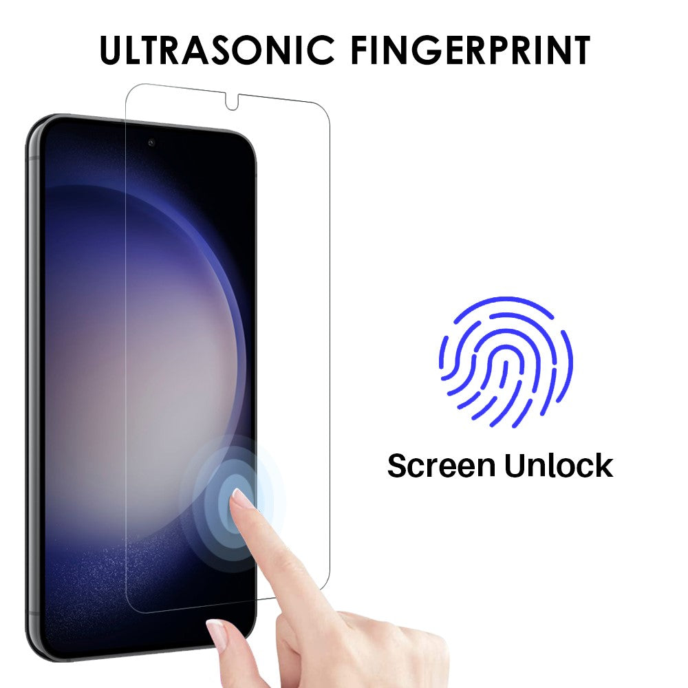 NORTHJO For Samsung Galaxy S23+ TPU Case Phone Cover+Tempered Glass Film+Camera Lens Protector (Support Fingerprint Unlock)