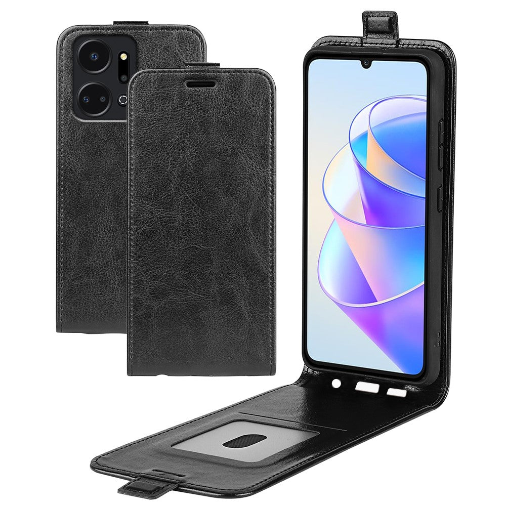 Til Honor X7a 4G Crazy Horse tekstur læder telefoncover med kortplads og vertikalt flipomslag