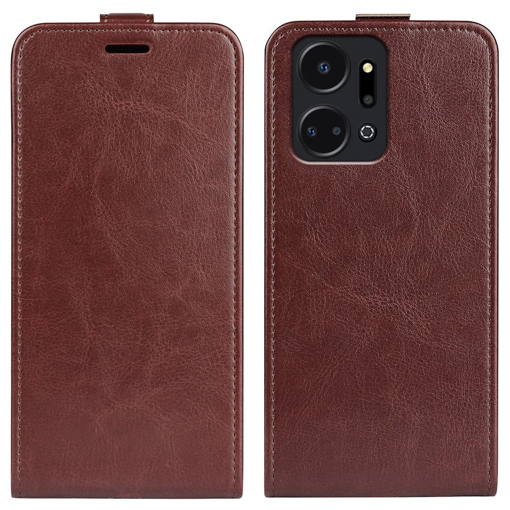 Til Honor X7a 4G Crazy Horse tekstur læder telefoncover med kortplads og vertikalt flipomslag