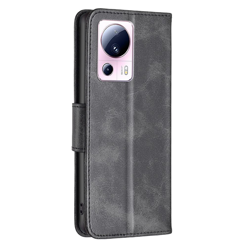 For Xiaomi 13 Lite / Civi 2 5G Case Smooth Leather Wallet Stand Mobile Phone Cover with Strap