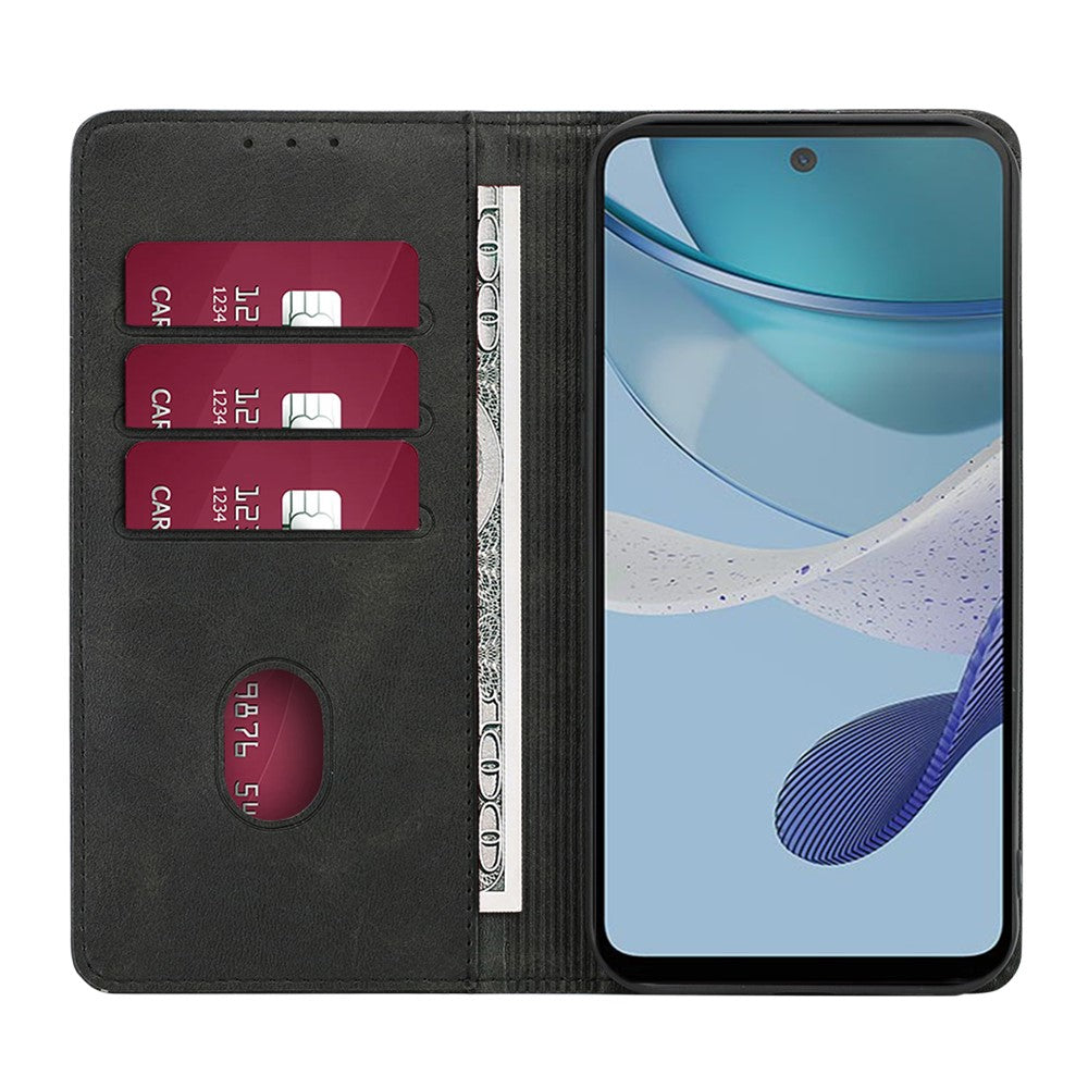 Anti-drop lædercover til Motorola Moto G73 5G, kalvetekstur pungstativ telefoncover