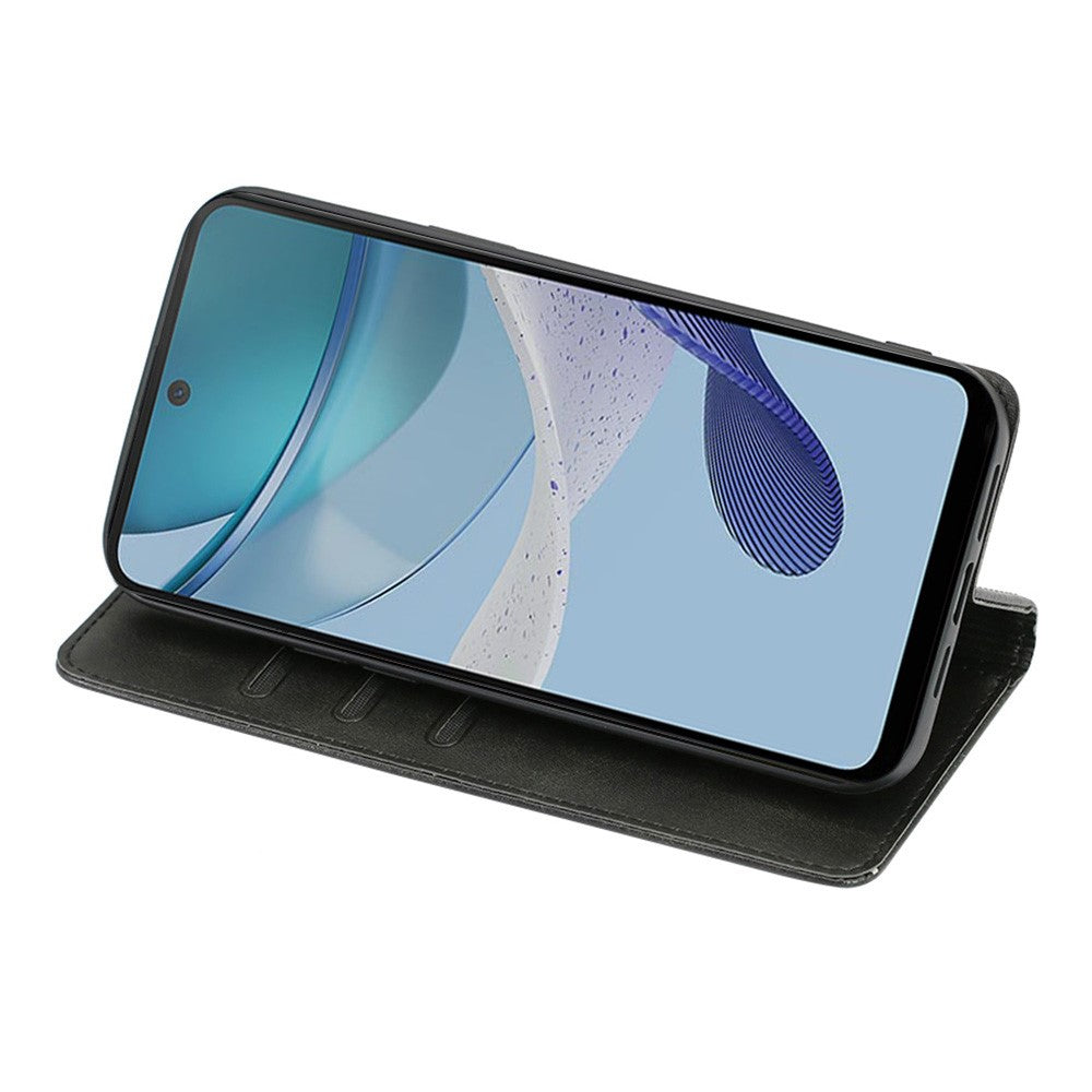 Anti-drop lædercover til Motorola Moto G73 5G, kalvetekstur pungstativ telefoncover
