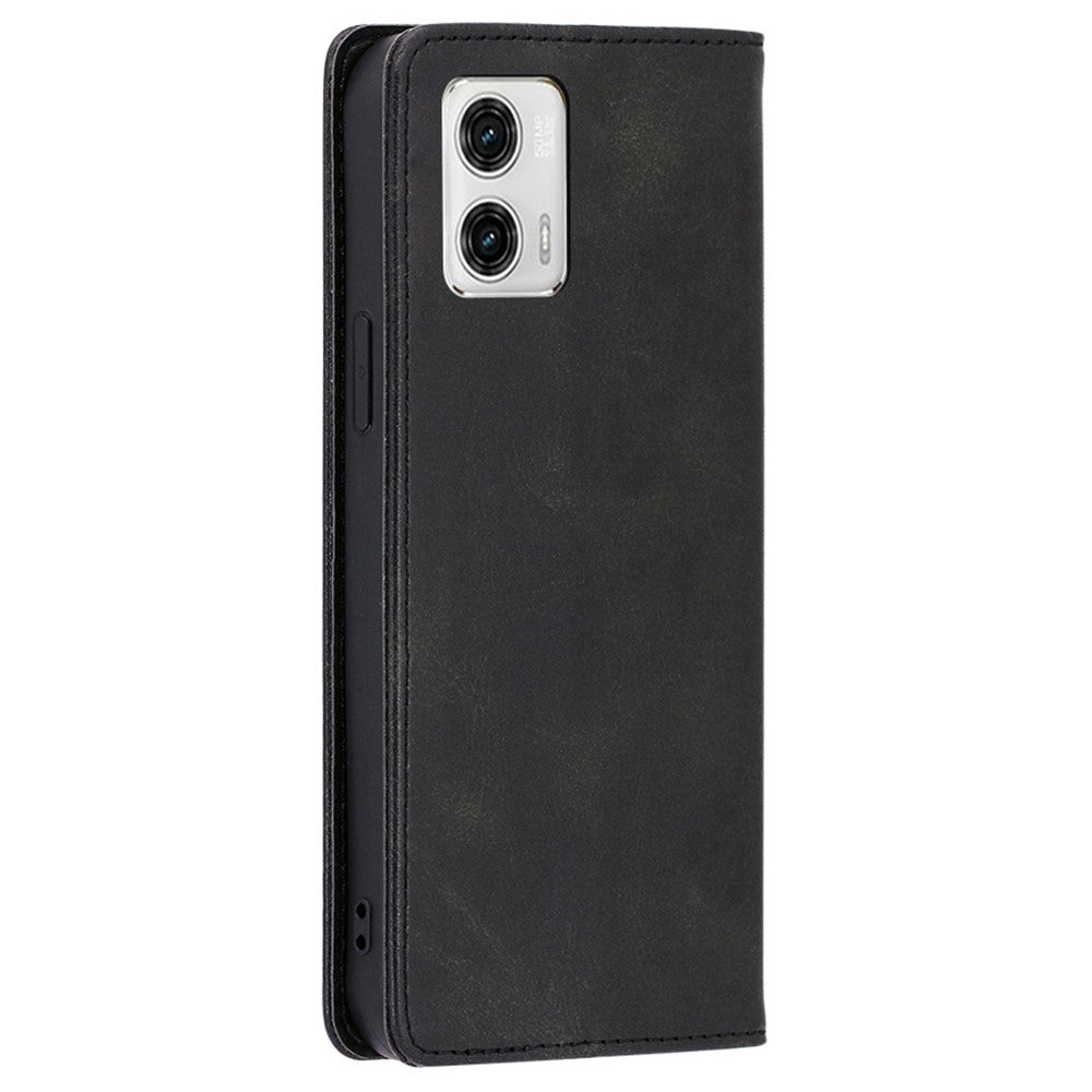 Anti-drop lædercover til Motorola Moto G73 5G, kalvetekstur pungstativ telefoncover