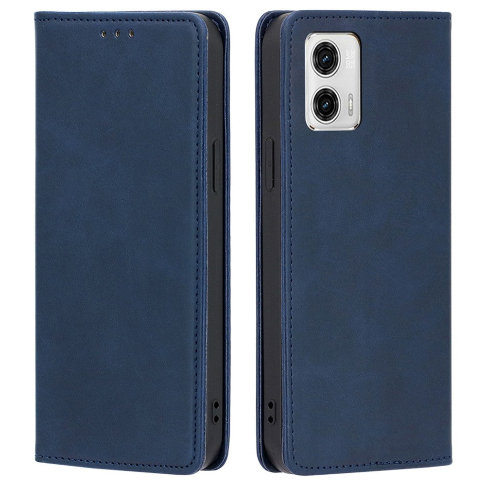 Anti-drop lædercover til Motorola Moto G73 5G, kalvetekstur pungstativ telefoncover