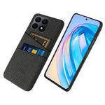 Dual Card Slots Hard PC Phone Case for Honor X8a 4G, Cloth Texture Protective Phone Cover