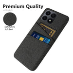 Dual Card Slots Hard PC Phone Case for Honor X8a 4G, Cloth Texture Protective Phone Cover