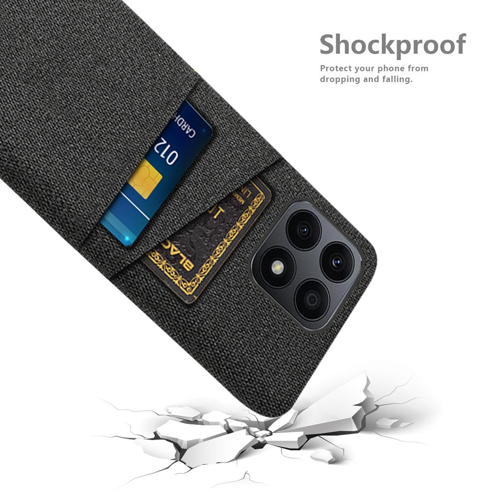 Dual Card Slots Hard PC Phone Case for Honor X8a 4G, Cloth Texture Protective Phone Cover