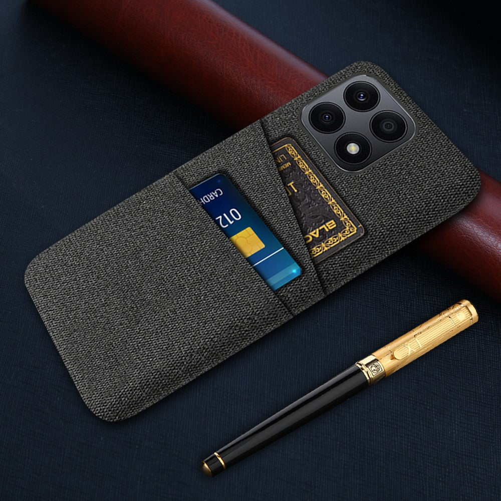 Dual Card Slots Hard PC Phone Case for Honor X8a 4G, Cloth Texture Protective Phone Cover