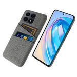 Dual Card Slots Hard PC Phone Case for Honor X8a 4G, Cloth Texture Protective Phone Cover