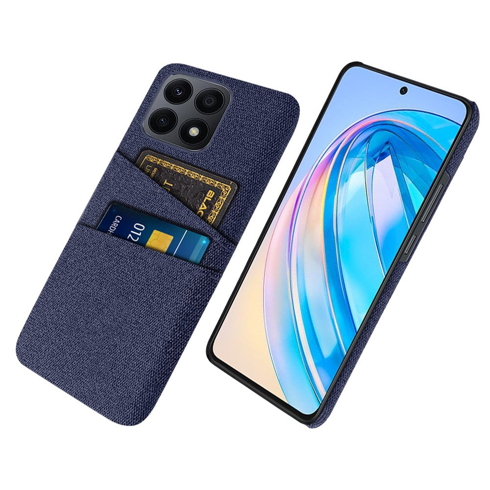 Dual Card Slots Hard PC Phone Case for Honor X8a 4G, Cloth Texture Protective Phone Cover