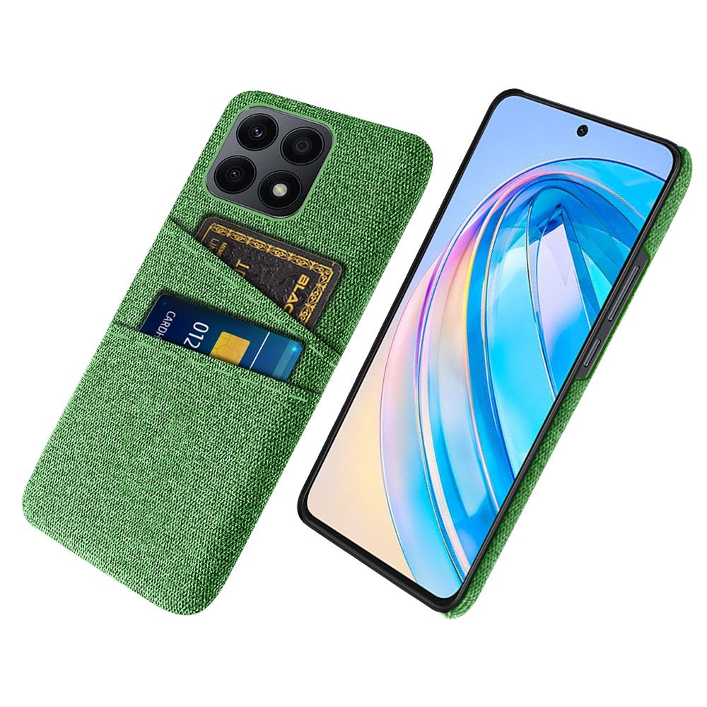 Dual Card Slots Hard PC Phone Case for Honor X8a 4G, Cloth Texture Protective Phone Cover
