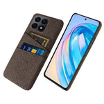 Dual Card Slots Hard PC Phone Case for Honor X8a 4G, Cloth Texture Protective Phone Cover