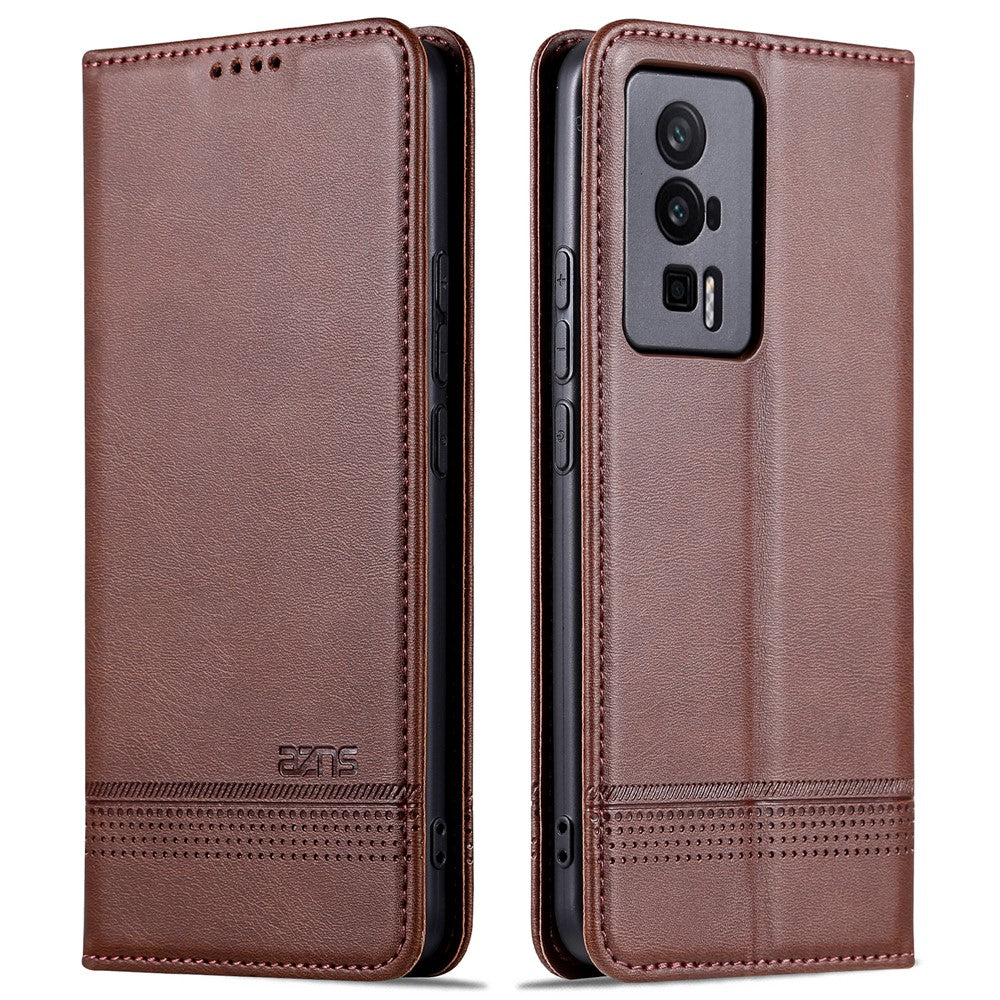 AZNS För Xiaomi Poco F5 Pro 5G / Redmi K60 Pro 5G / K60 5G Läderfodral Stativ Plånboksfodral