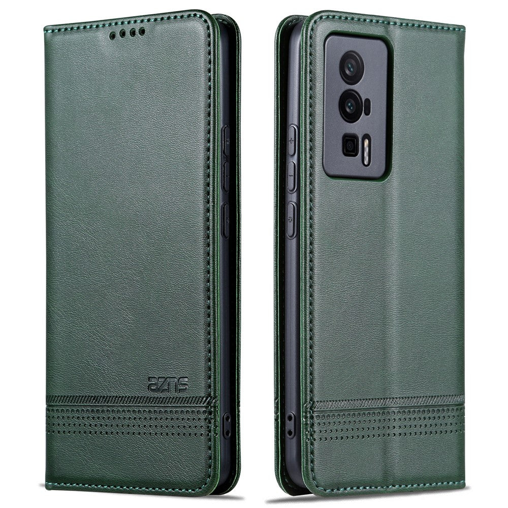 AZNS För Xiaomi Poco F5 Pro 5G / Redmi K60 Pro 5G / K60 5G Läderfodral Stativ Plånboksfodral