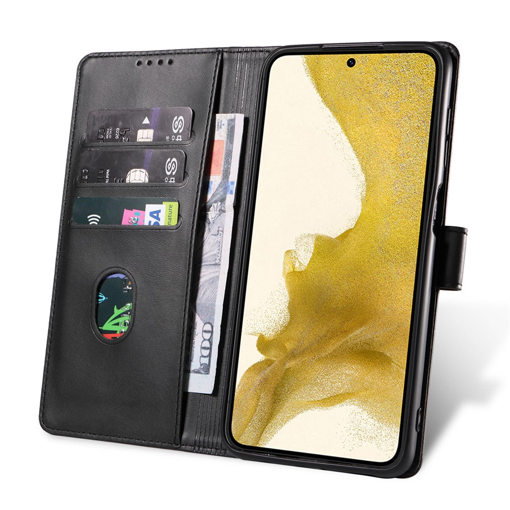 For Samsung Galaxy S23 Phone Cover Square Magnetic Clasp Stand Wallet Leather Drop-proof Flip Phone Case