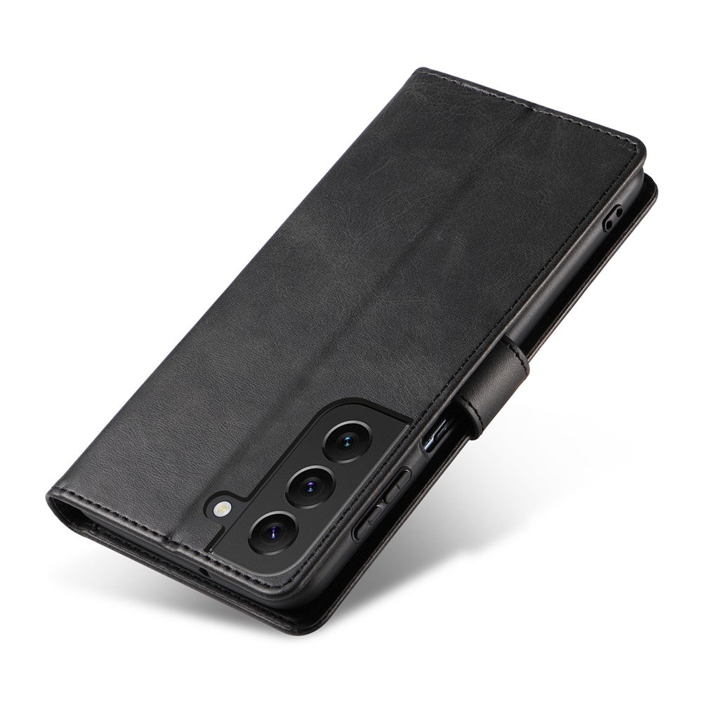 For Samsung Galaxy S23 Phone Cover Square Magnetic Clasp Stand Wallet Leather Drop-proof Flip Phone Case